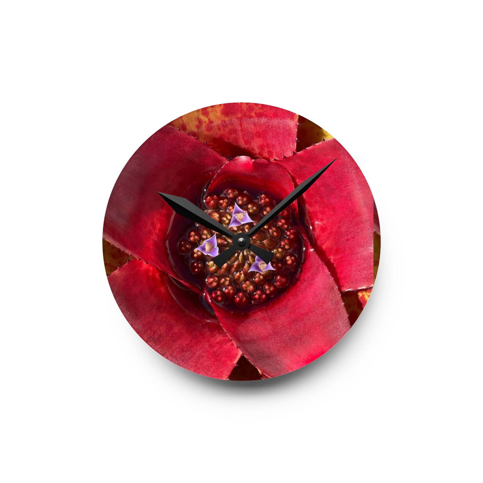 Red Flower Close-Up Acrylic Wall Clock